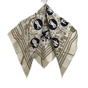 HERMES Carre 90 - Beige Black White Scarf 328-072525